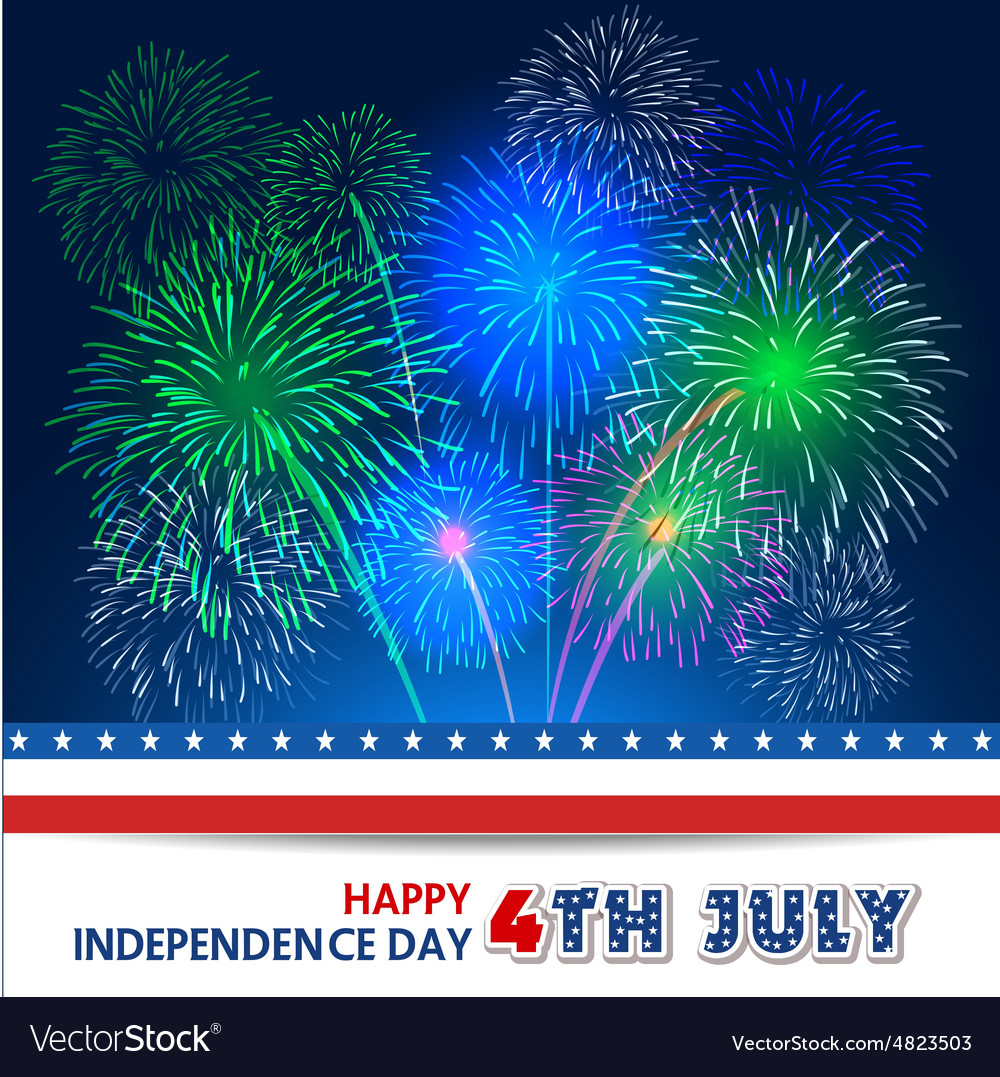 Fourth of july with firework background Royalty Free Vector