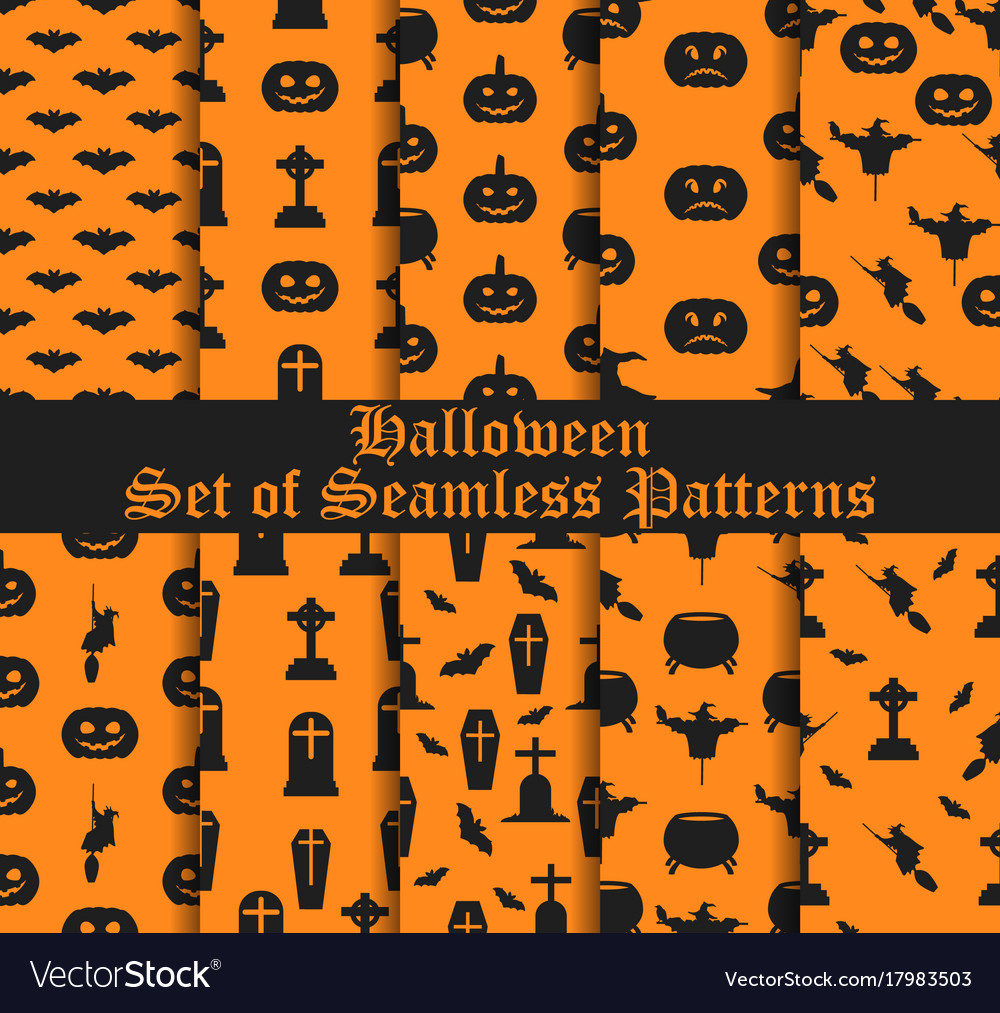 Halloween of seamless patterns with pumpkins