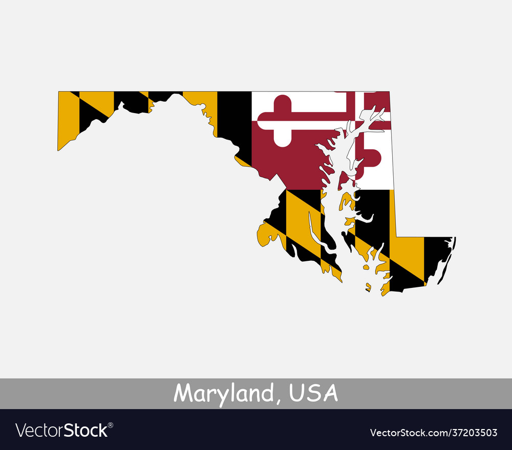 Maryland usa map flag Royalty Free Vector Image