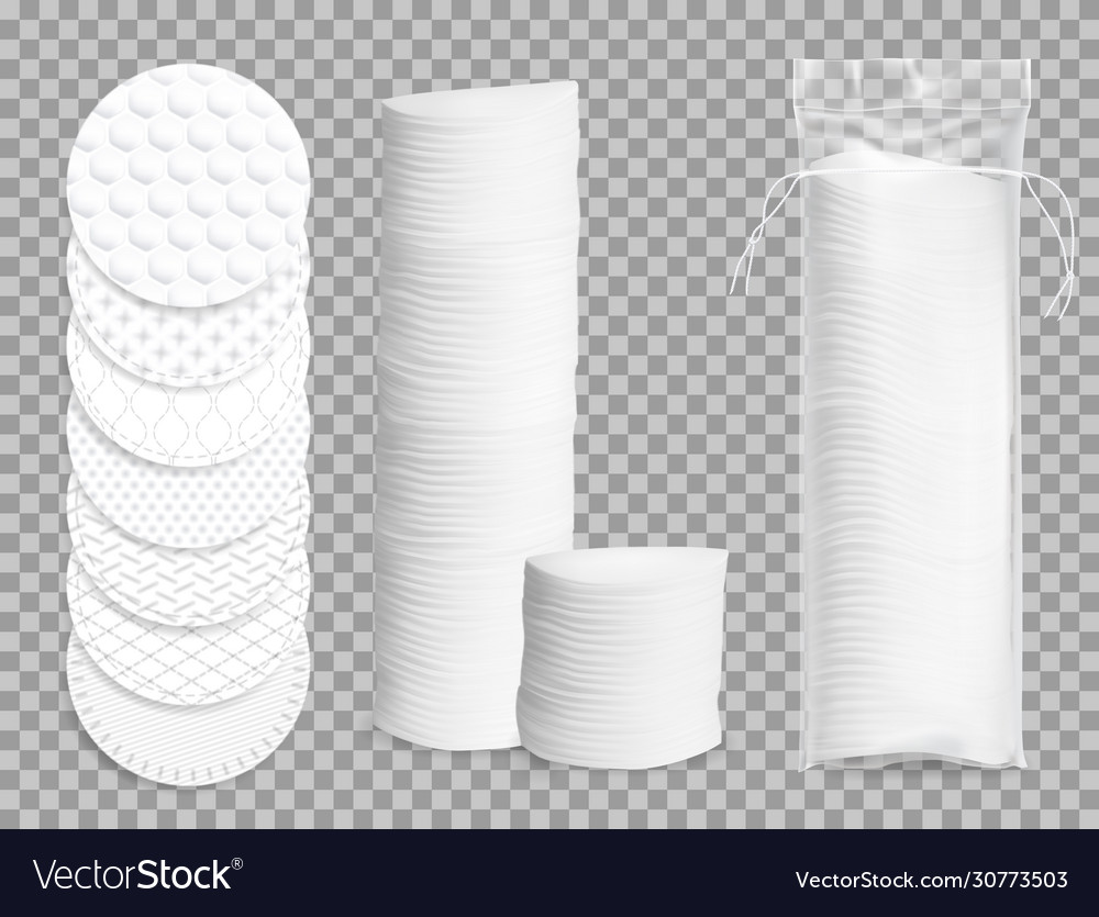 Realistic cotton pads 3d isolated mockup