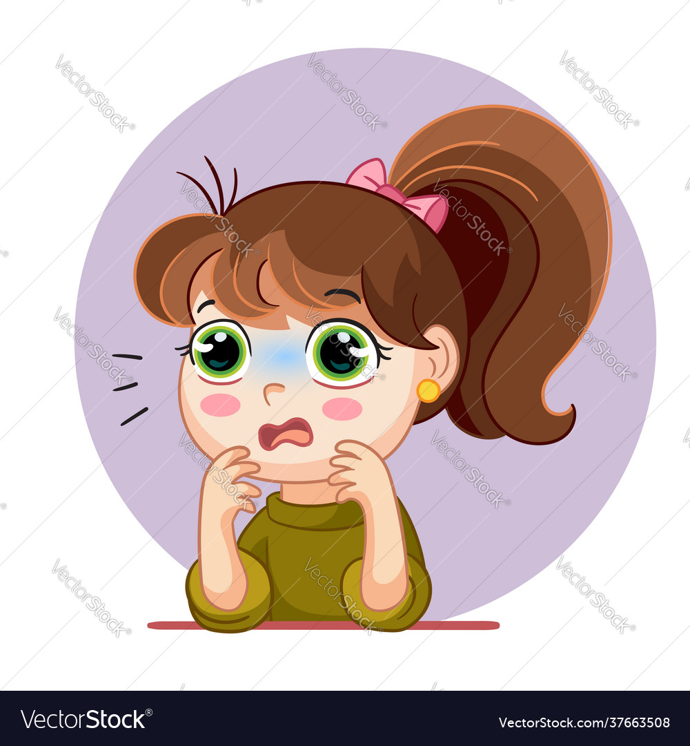 Cartoon scared girl face emotion Royalty Free Vector Image, scared