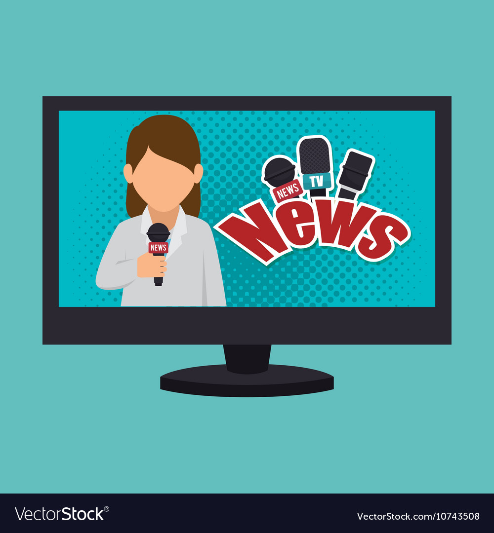 Cartoon tv news reporter woman graphic Royalty Free Vector