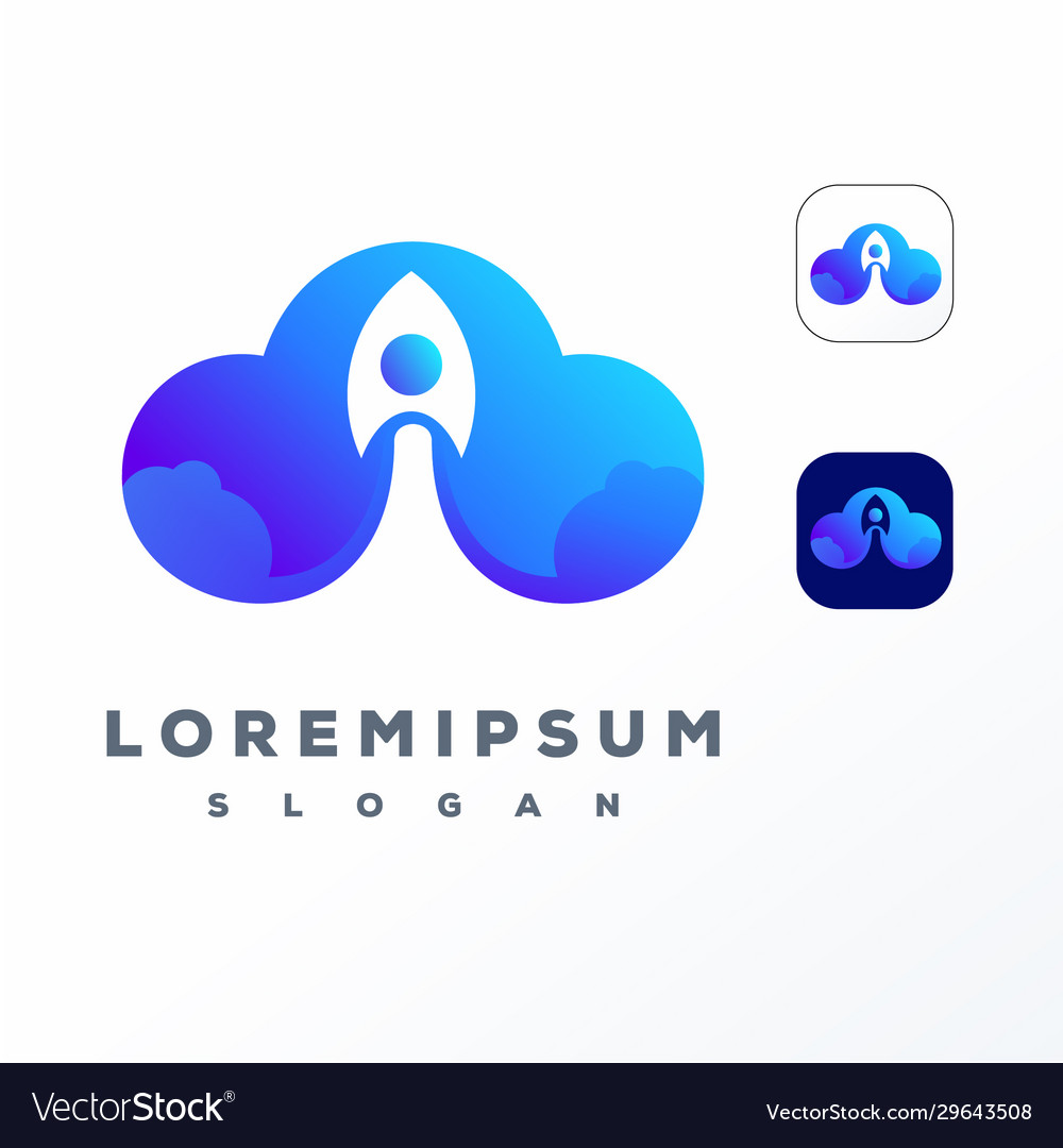 Colorful cloud and rocket logo design ready to use