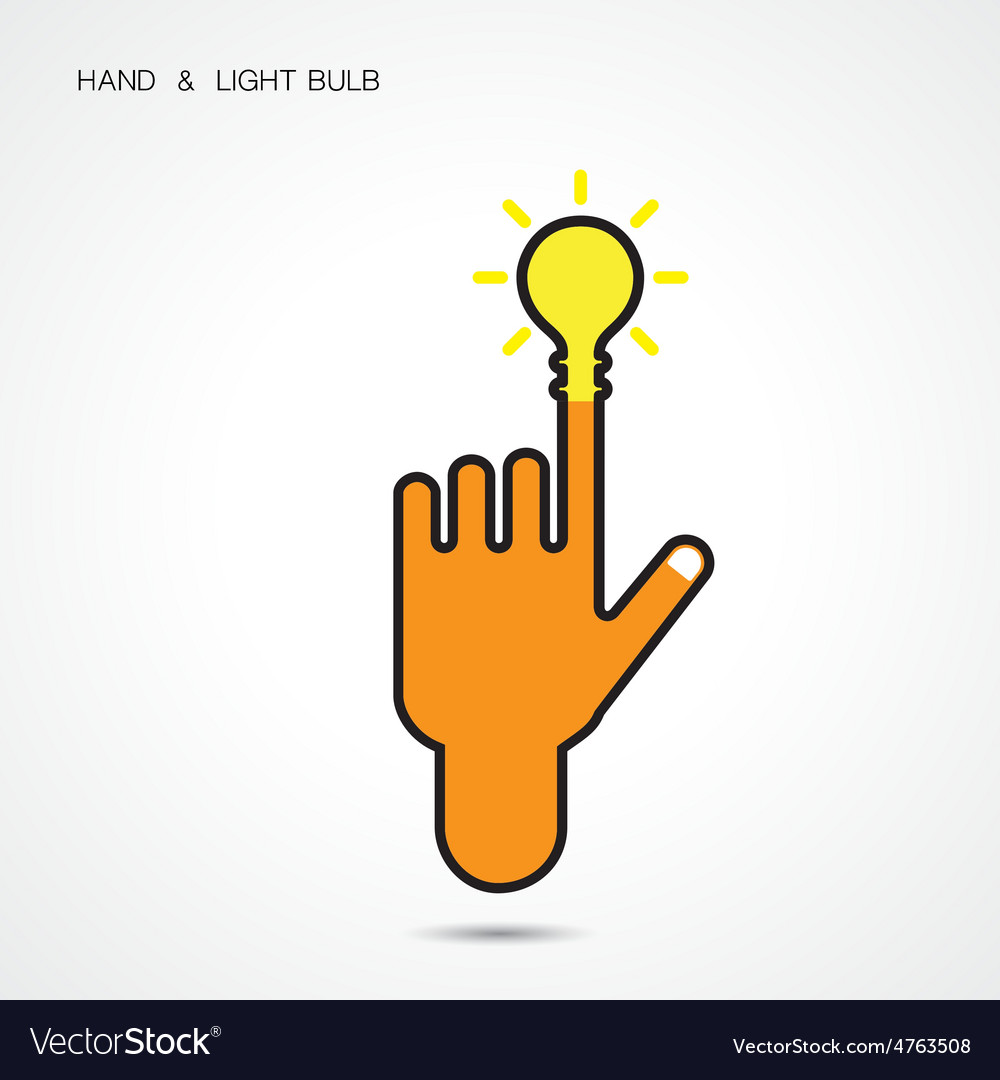 Creative light bulb and hand icon abstract logo