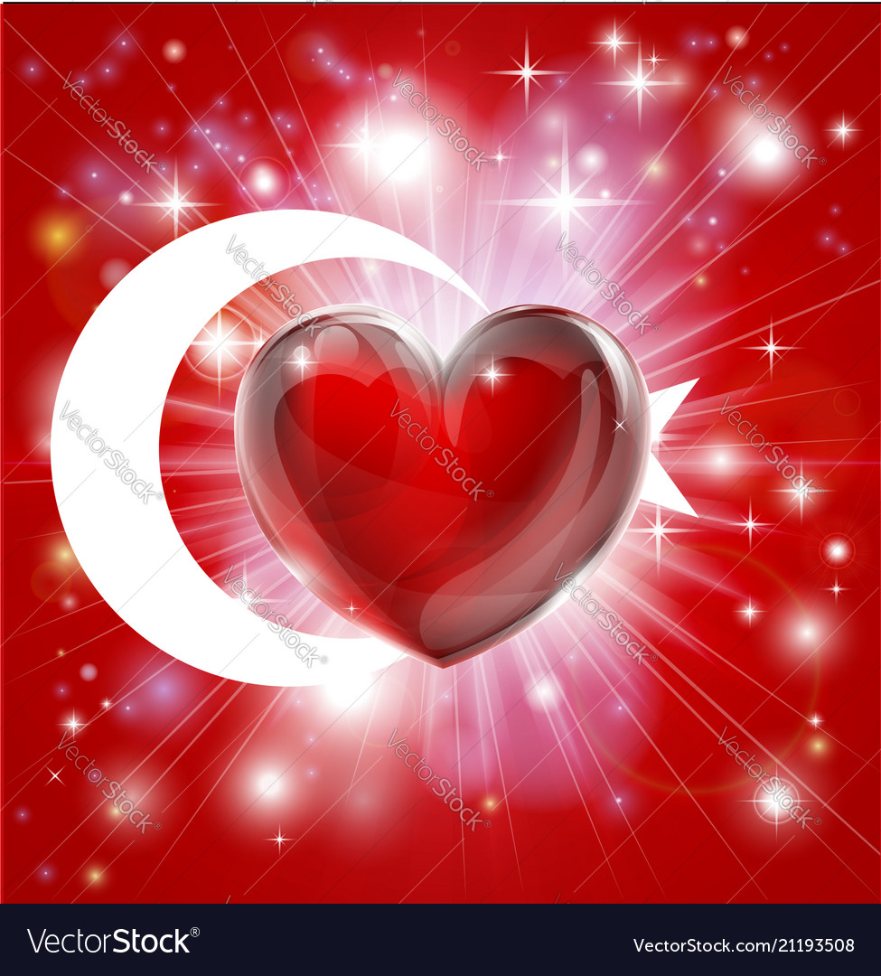 Love turkey flag heart background vector image Love turkey flag heart background