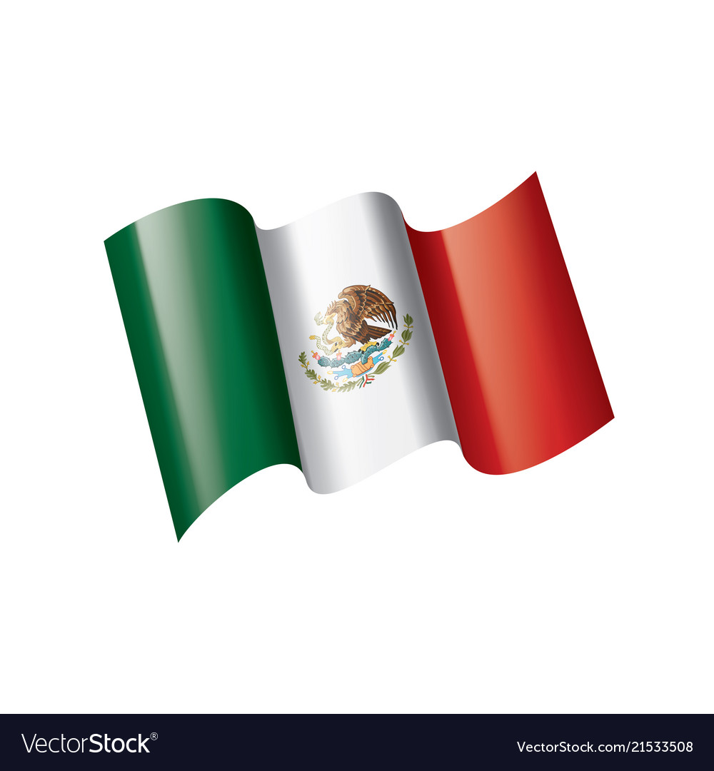 Mexican flag on a white Royalty Free Vector Image