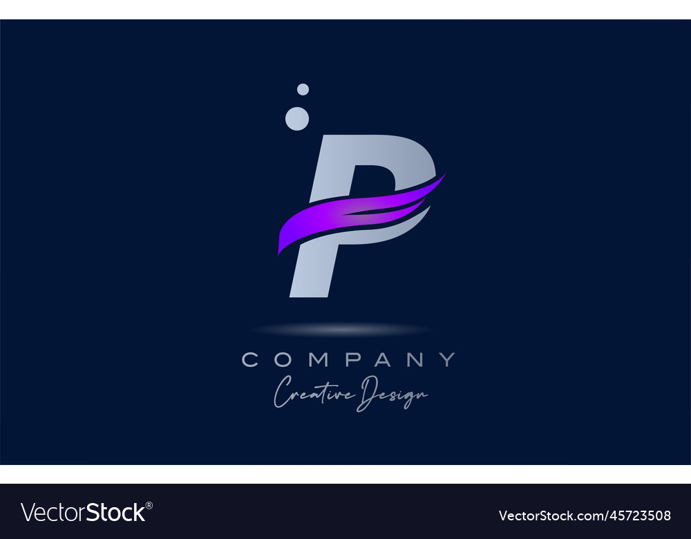 P purple alphabet letter logo icon with pink Vector Image