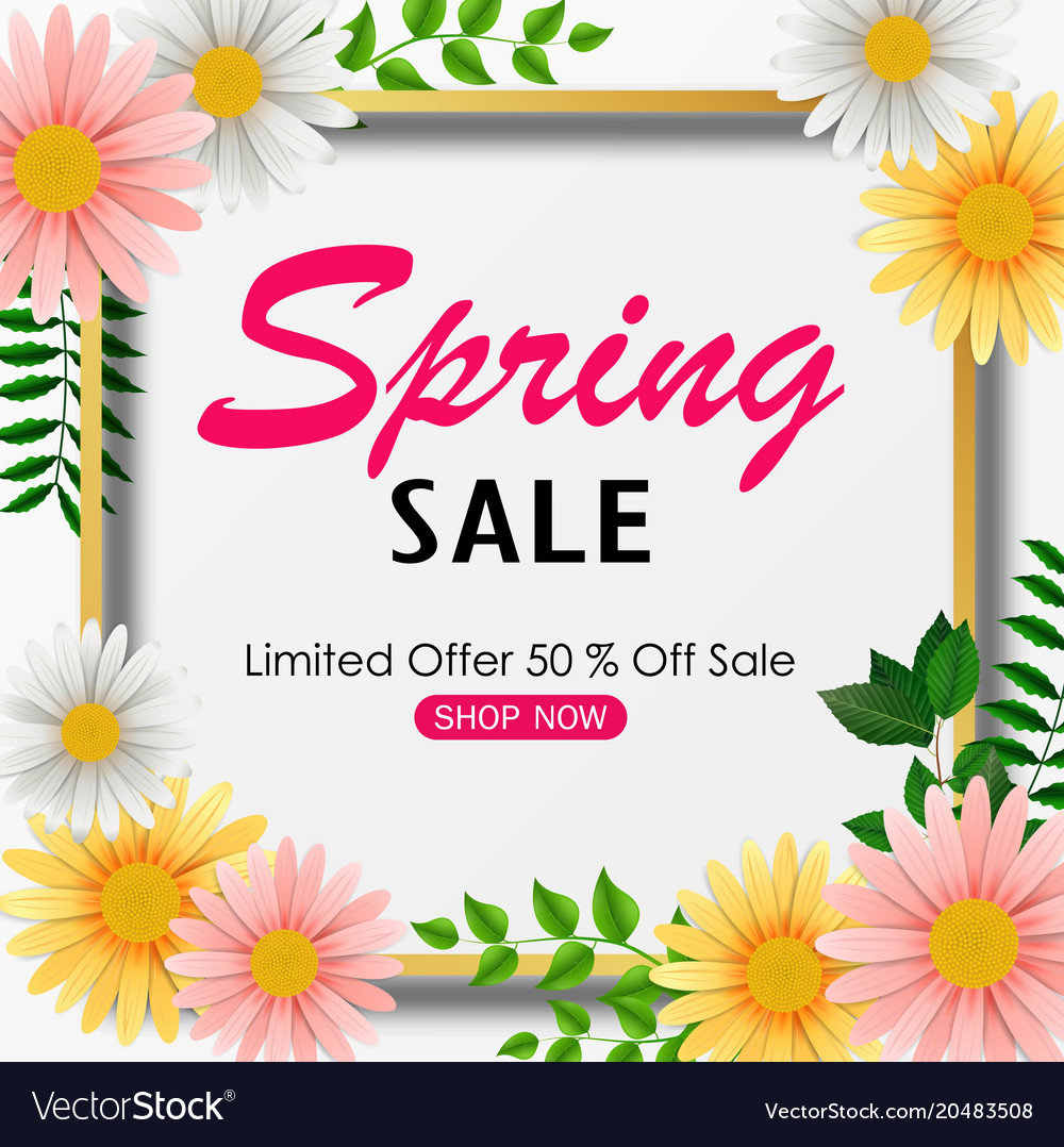 Spring sale background banner with beautiful color
