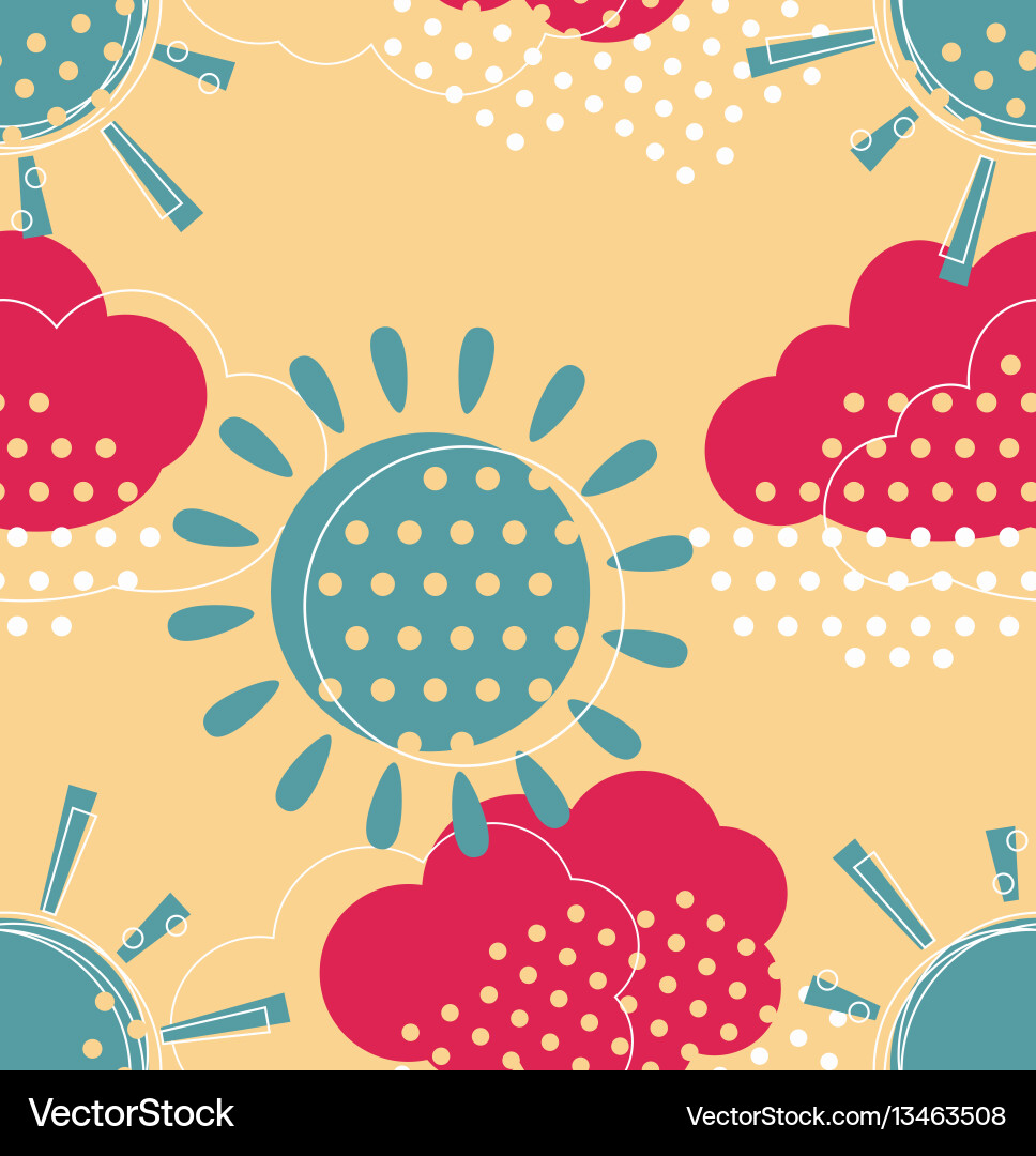 Sun with clouds seamless pattern Royalty Free Vector Image