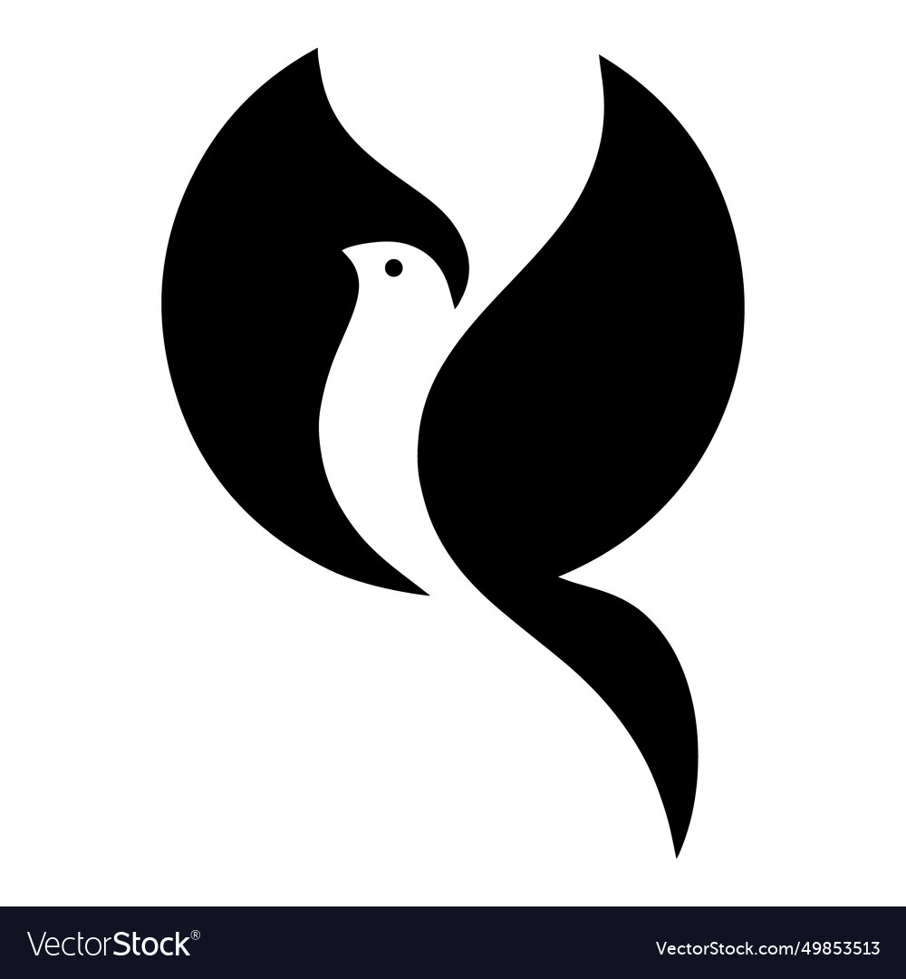 Black bird dove logo icon transparent background Vector Image