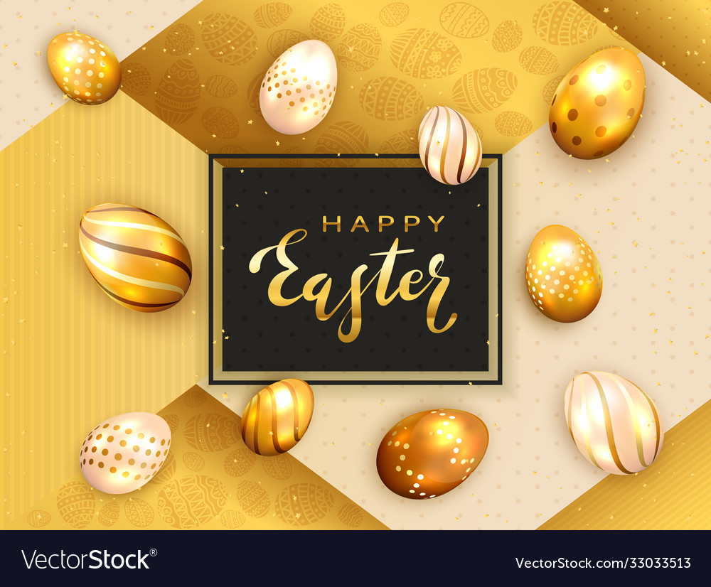 Black card with golden easter eggs