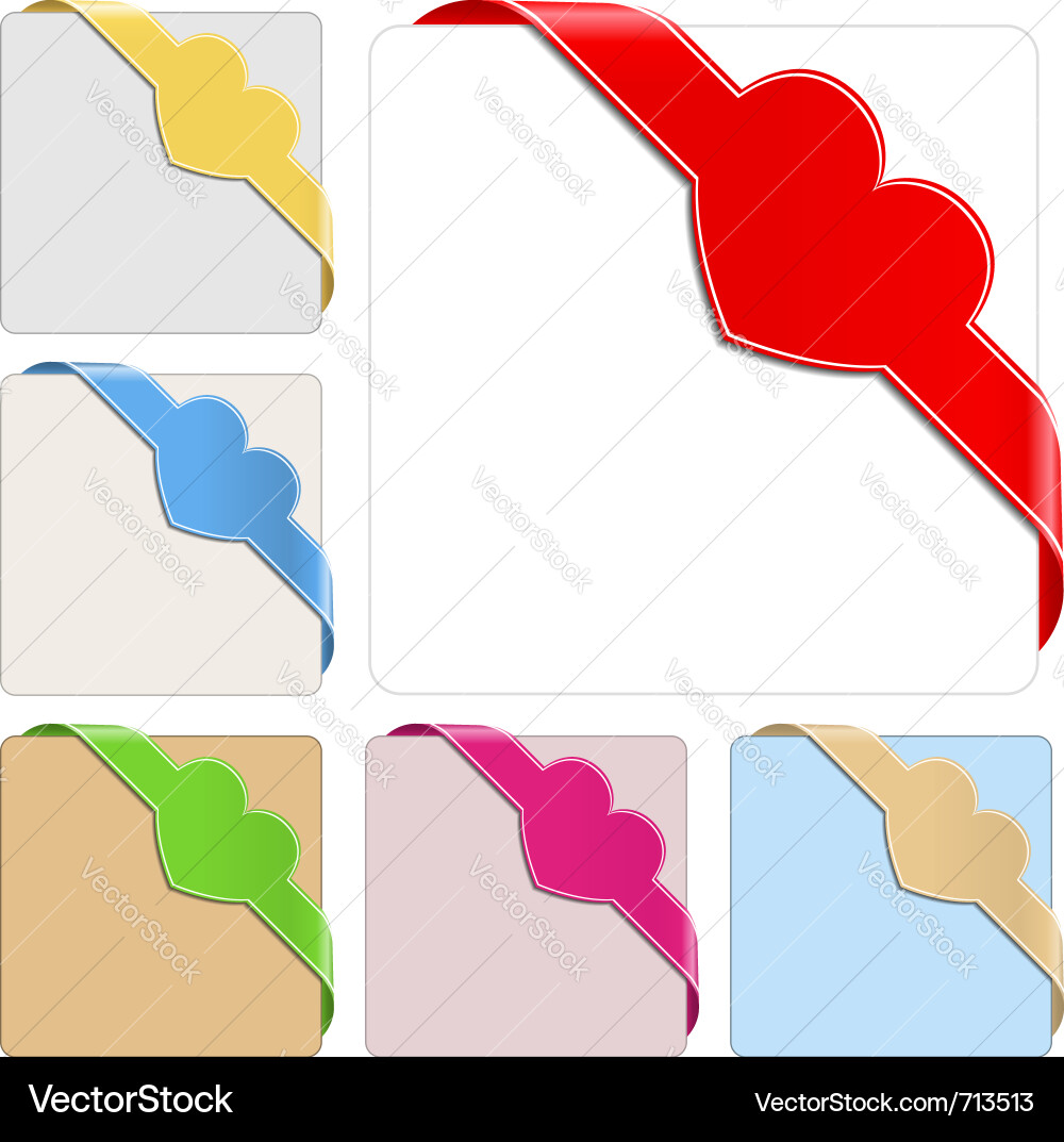 Corner Ribbons With Heart Royalty Free Vector Image