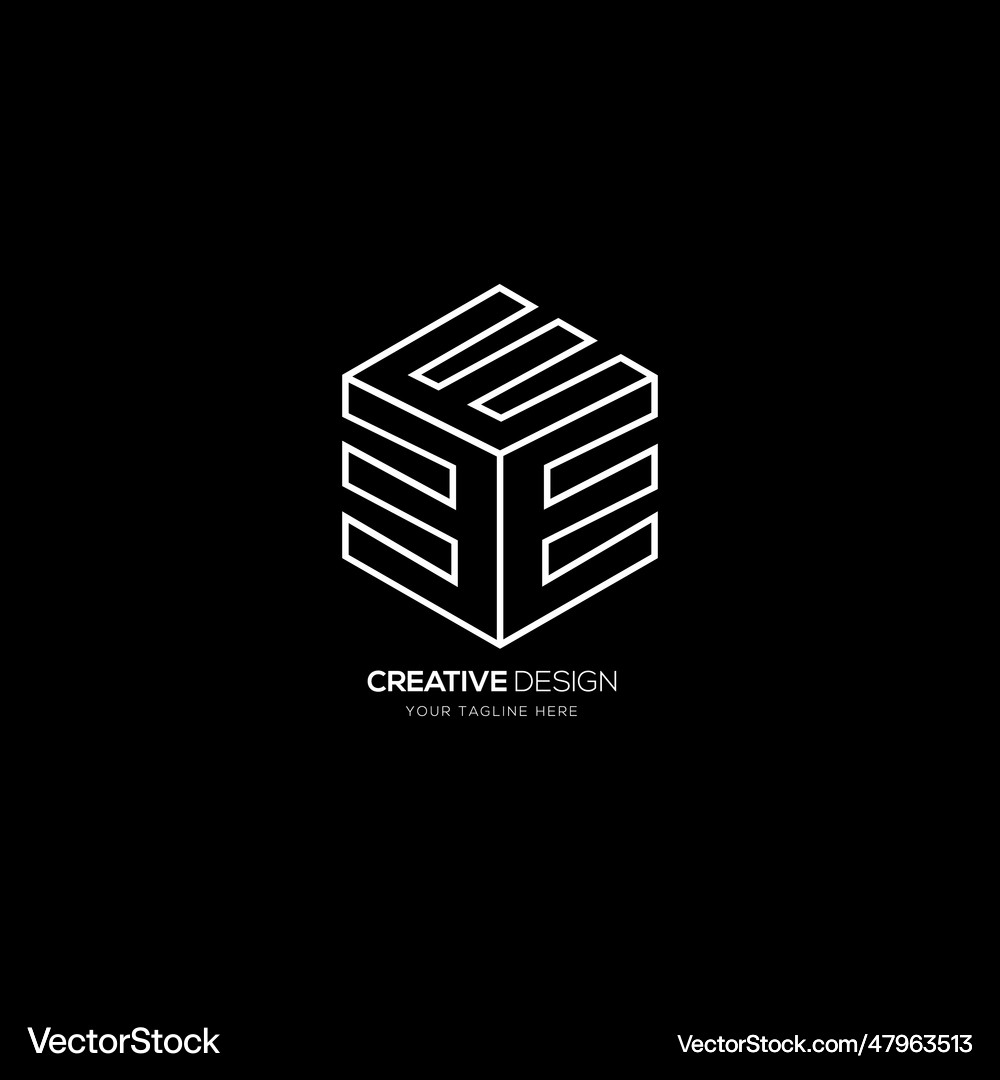 Creative letter e e e hexagon shape monogram logo Vector Image