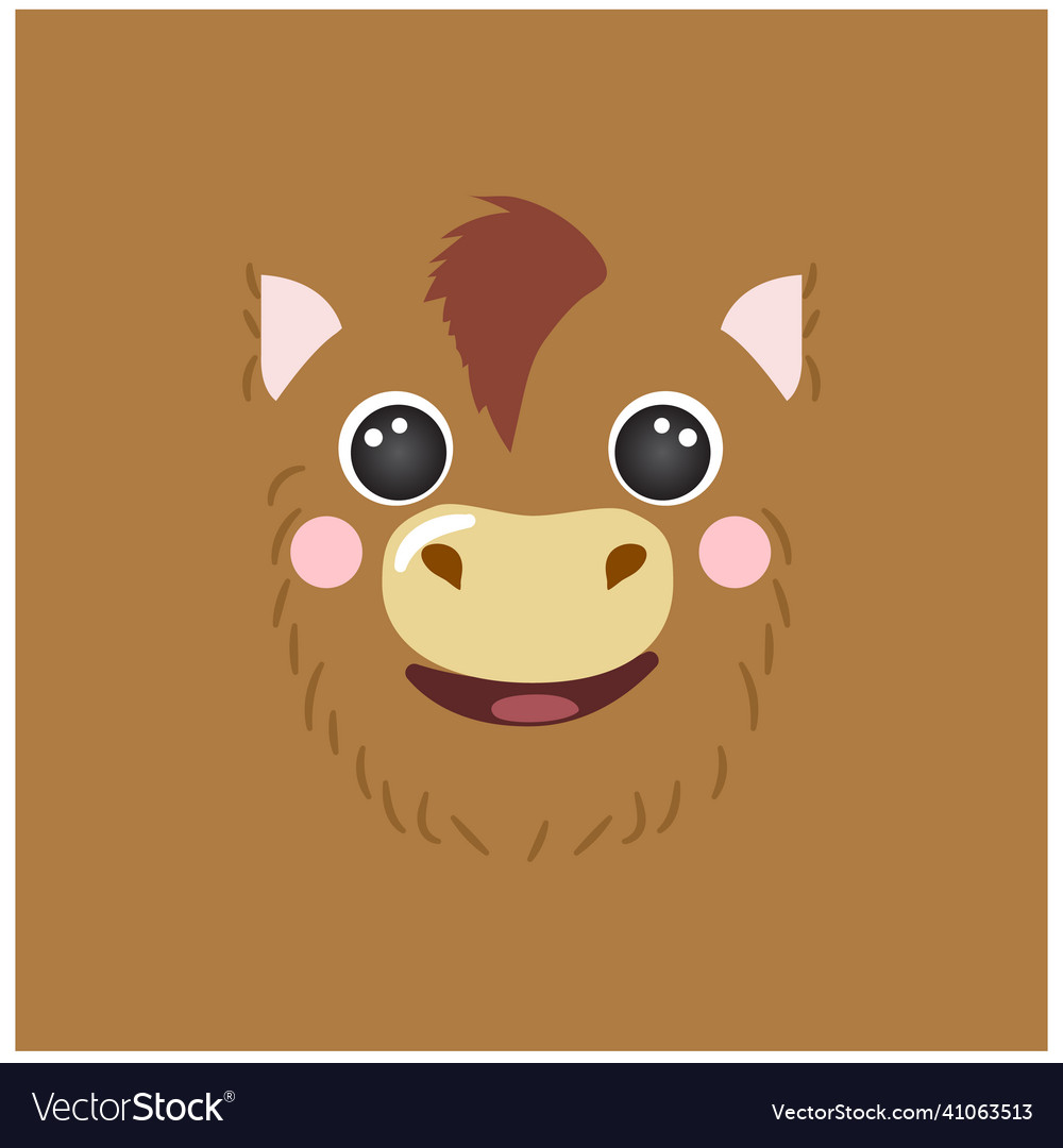 Cute horse portrait square smiley head cartoon Vector Image