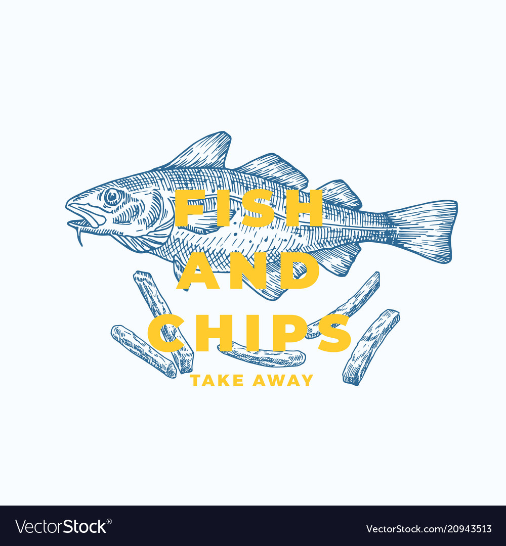 Fish And Chips Abstract Sign Symbol Or Royalty Free Vector