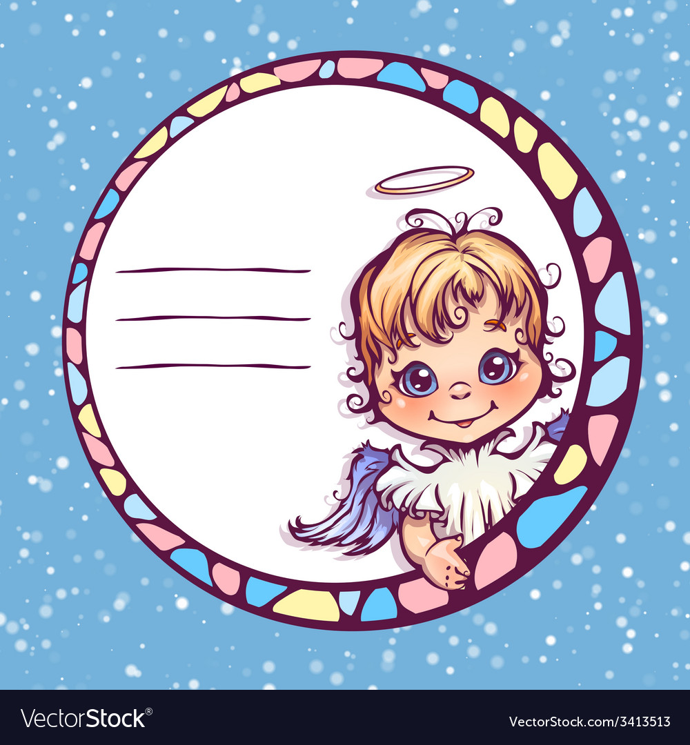 Frame With Cute Angel Royalty Free Vector Image Frame With Cute Angel Vector Image