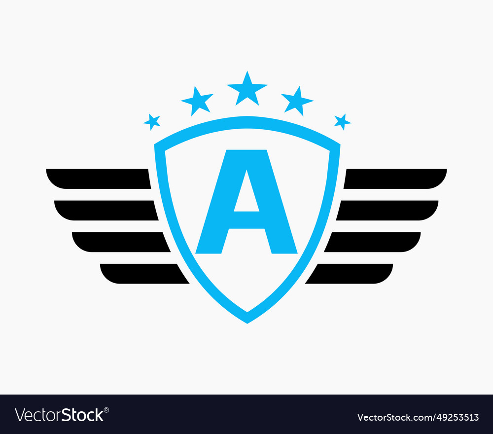 Initial wing logo on letter a for transportation Vector Image