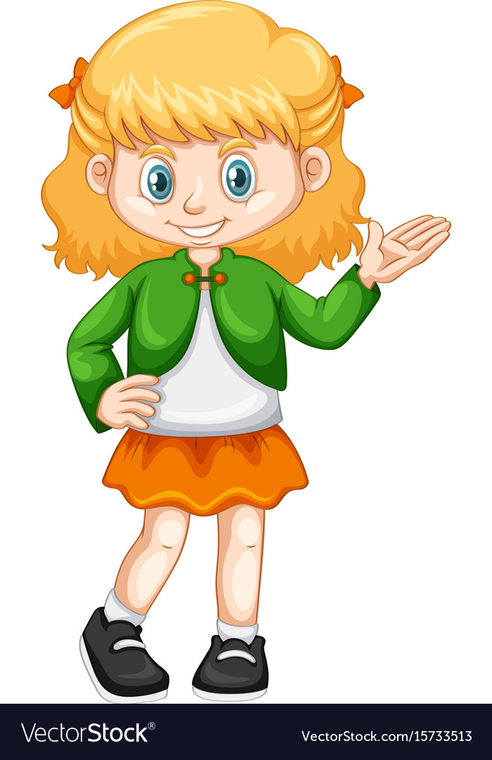 Little girl in green jacket Royalty Free Vector Image