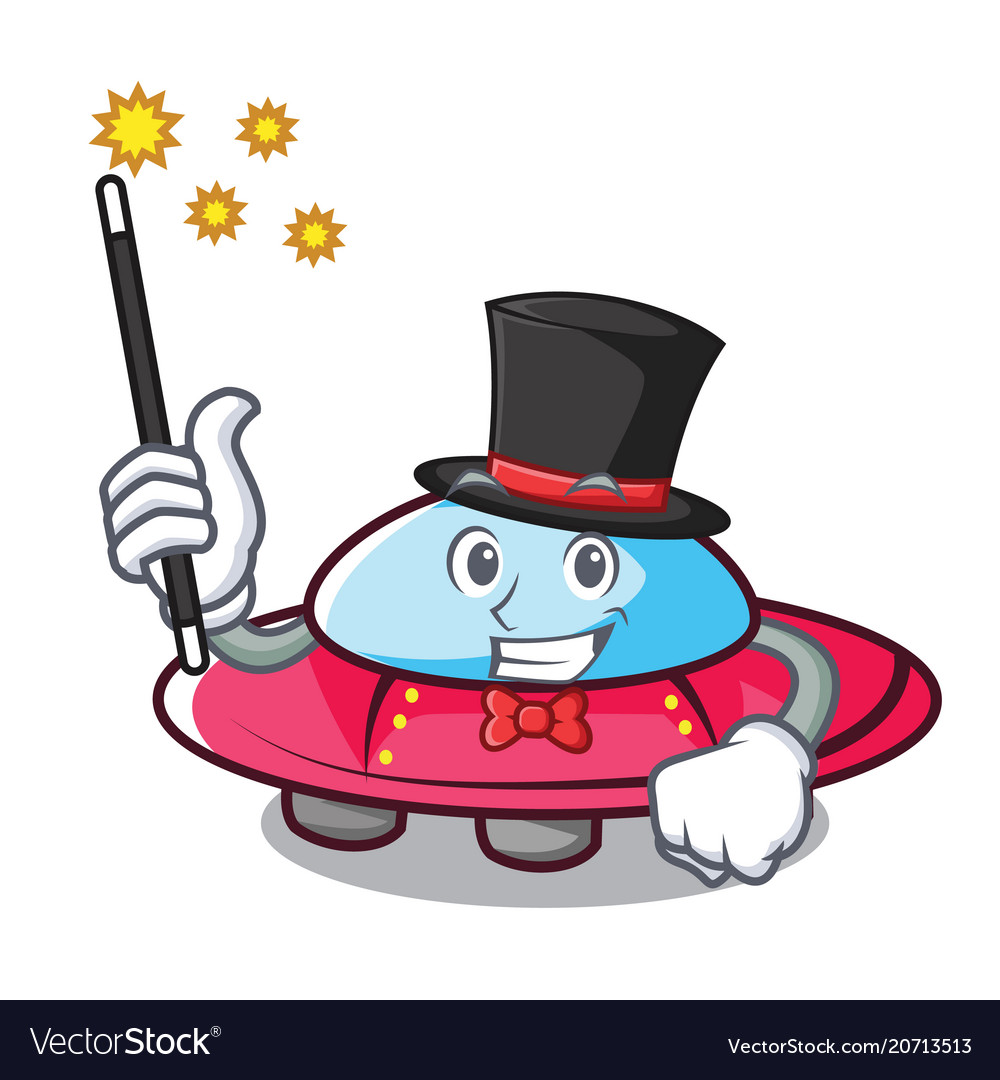 Magician ufo mascot cartoon style