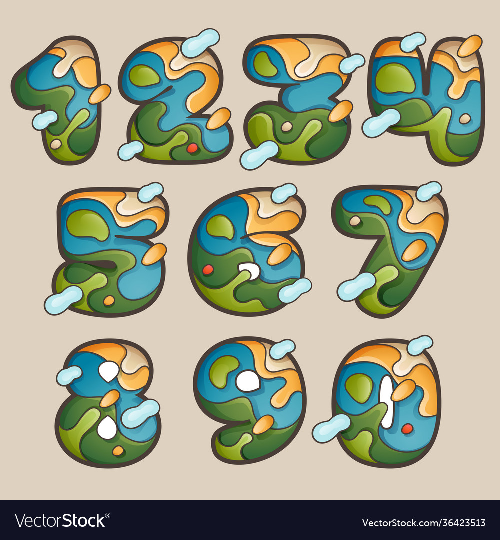 Numbers set with topographic map line pattern