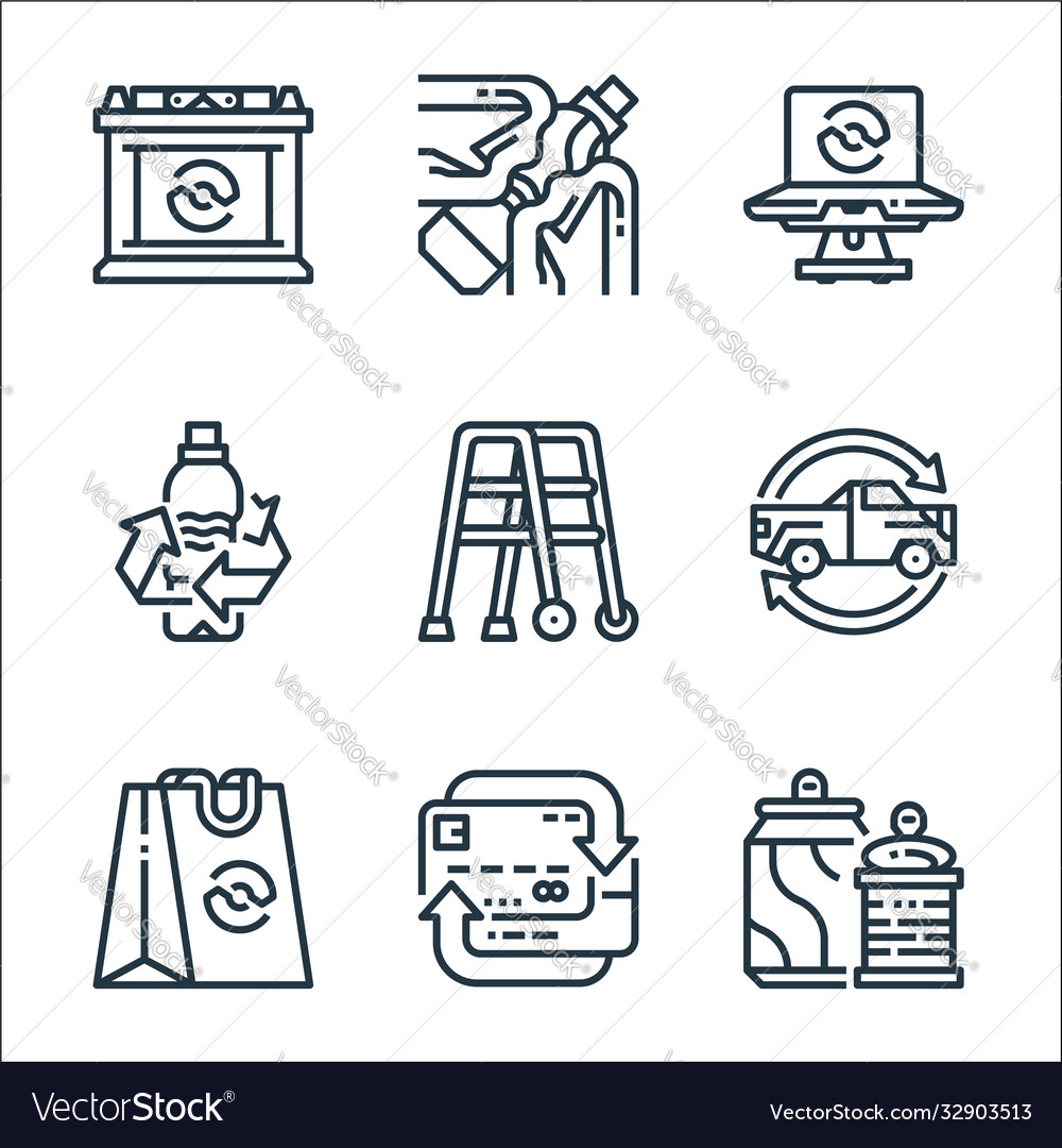 Recycling line icons linear set quality line set Vector Image