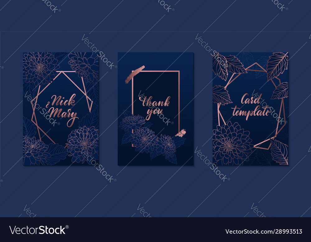 Set luxury wedding invitation card with gold vector image Set luxury wedding invitation card with gold