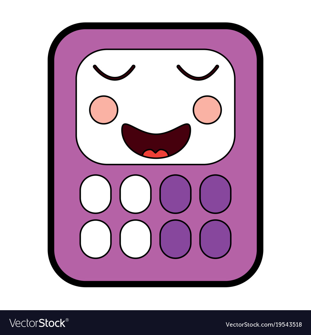 Calculator math kawaii character cartoon Vector Image