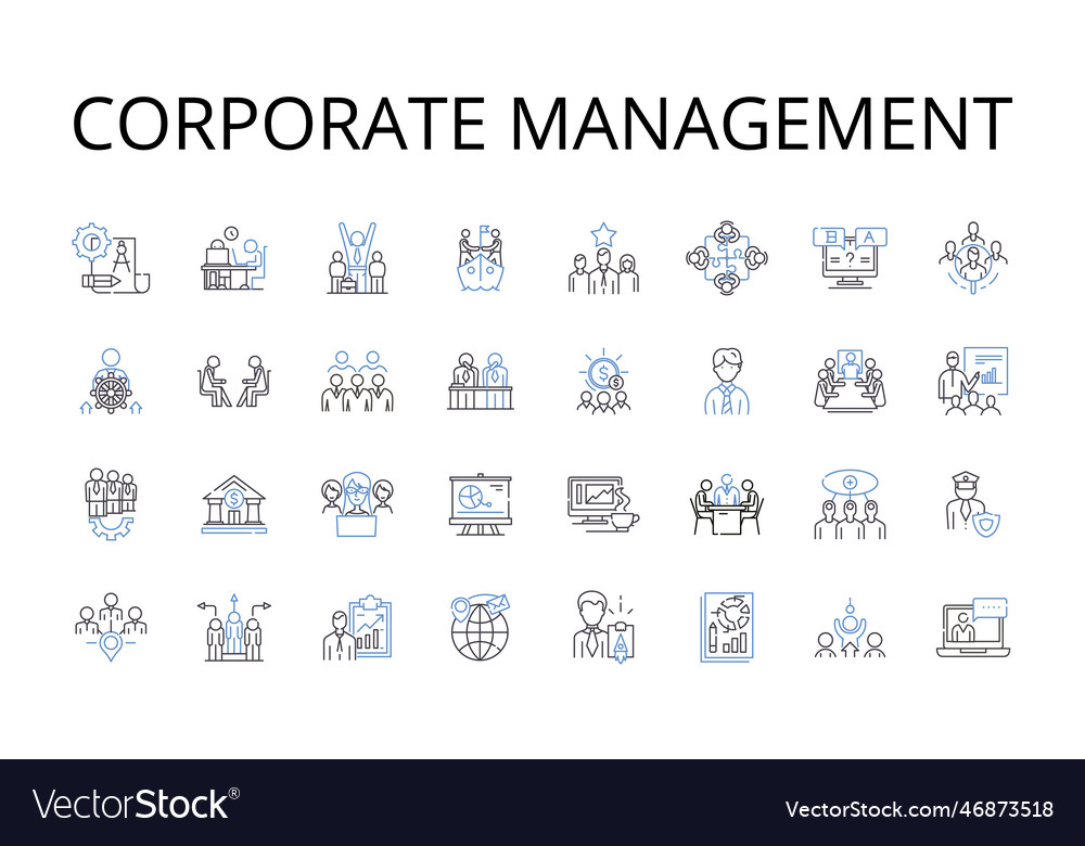 Corporate management line icons collection