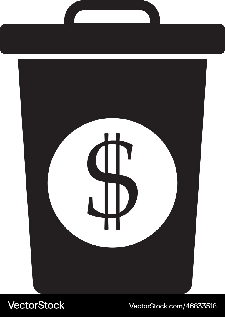 Dustbin garbage can icon coin with dollar sign Vector Image