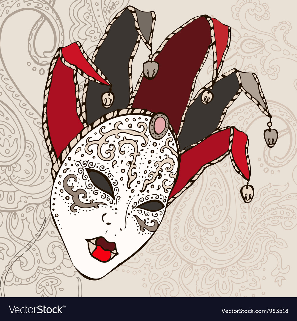 Hand drawn venetian carnival mask