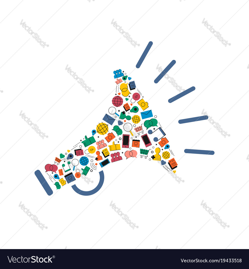 Social media network megaphone shape icon concept Vector Image