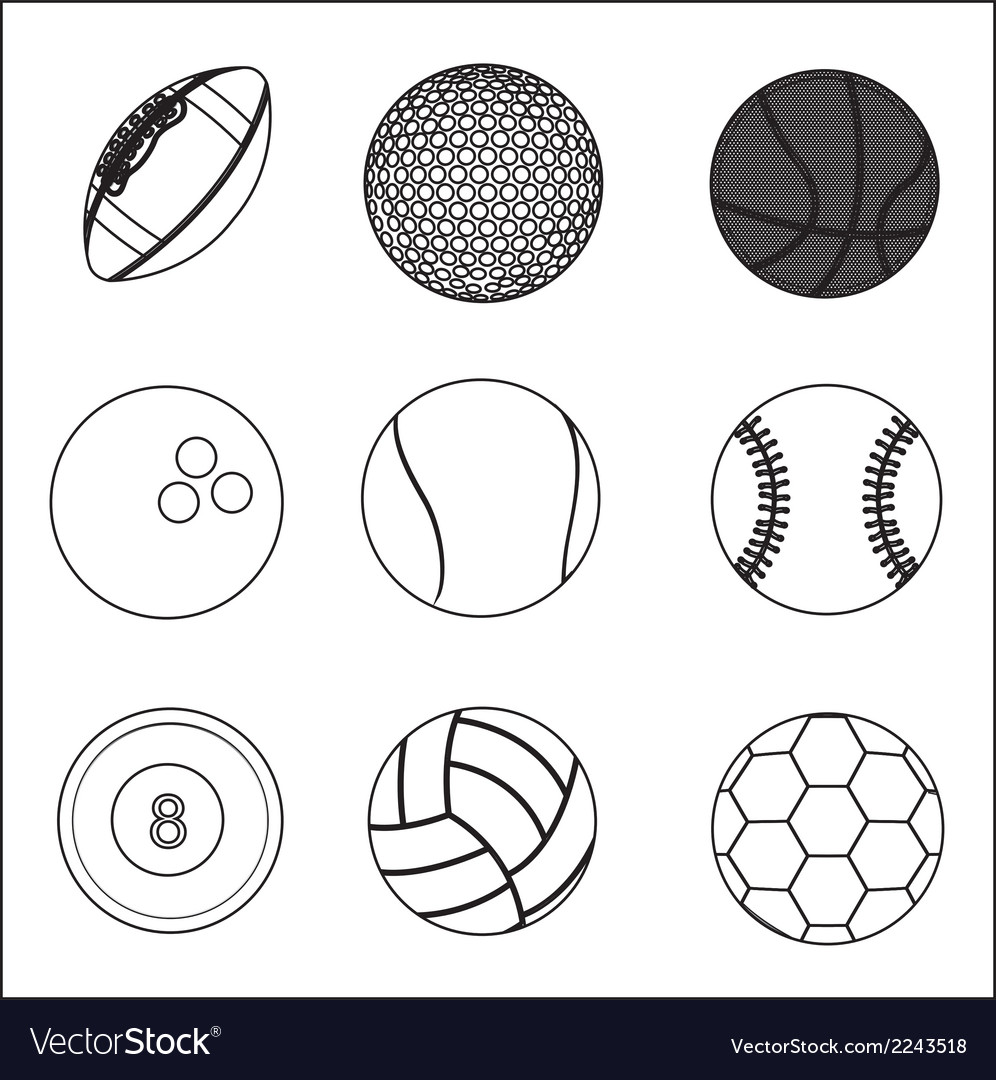 Sports balls over white background Royalty Free Vector Image