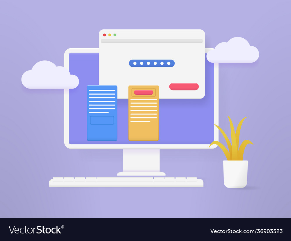 3d computer account login and password form page