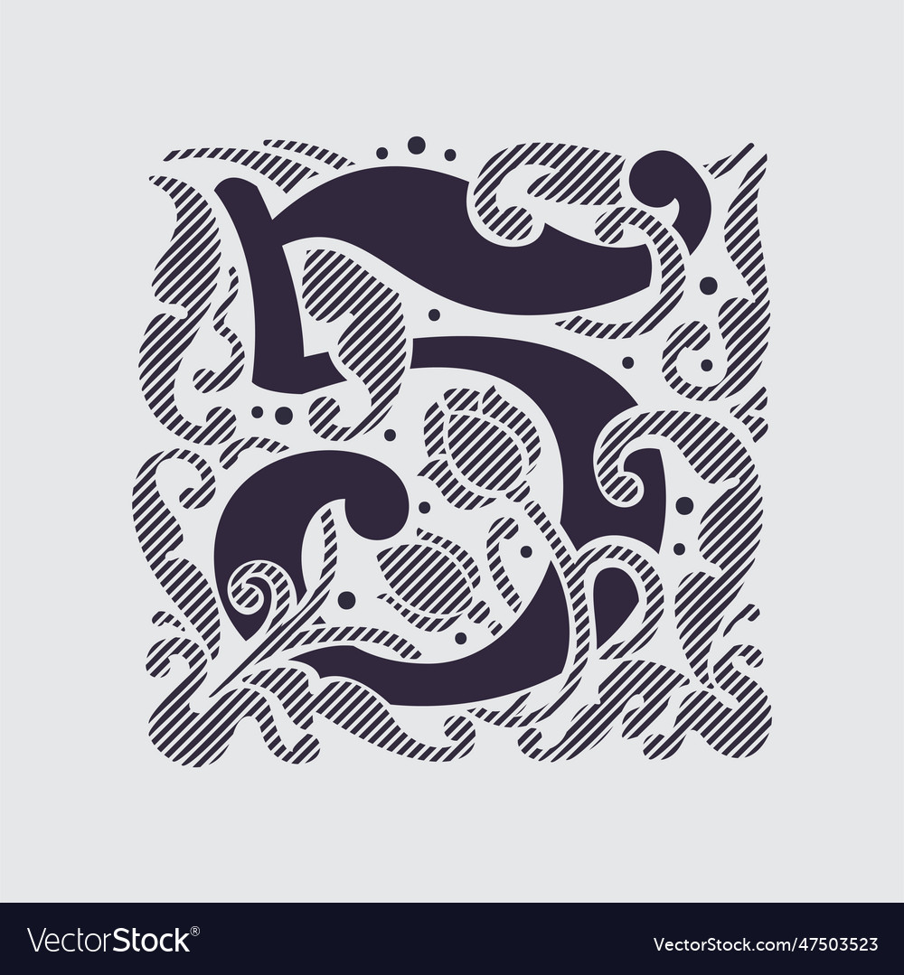 5 logo medieval number five in floral ornament Vector Image