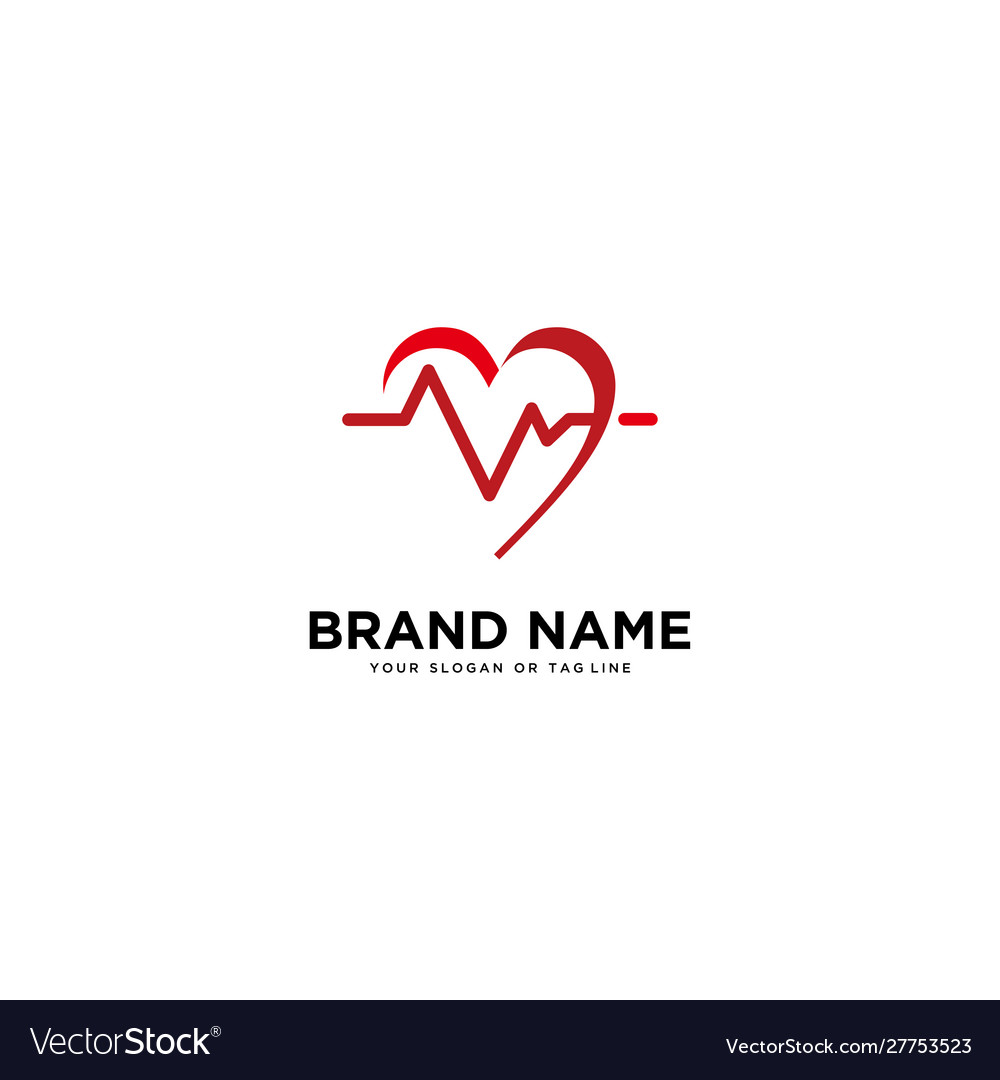 Concept logo design heart rate template Royalty Free Vector