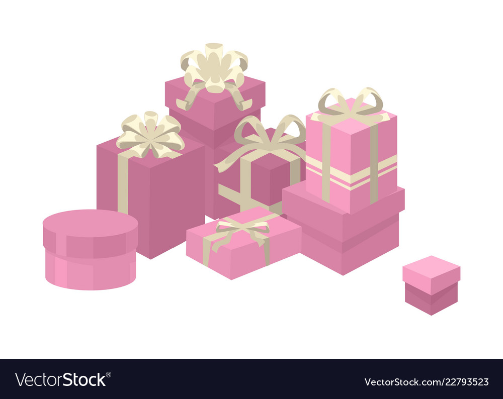 gift boxes of different shapes and colors set vector image boxes colors