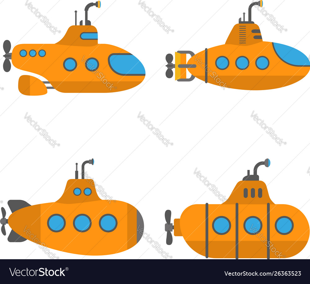 Periscope submarine icons set flat style Vector Image