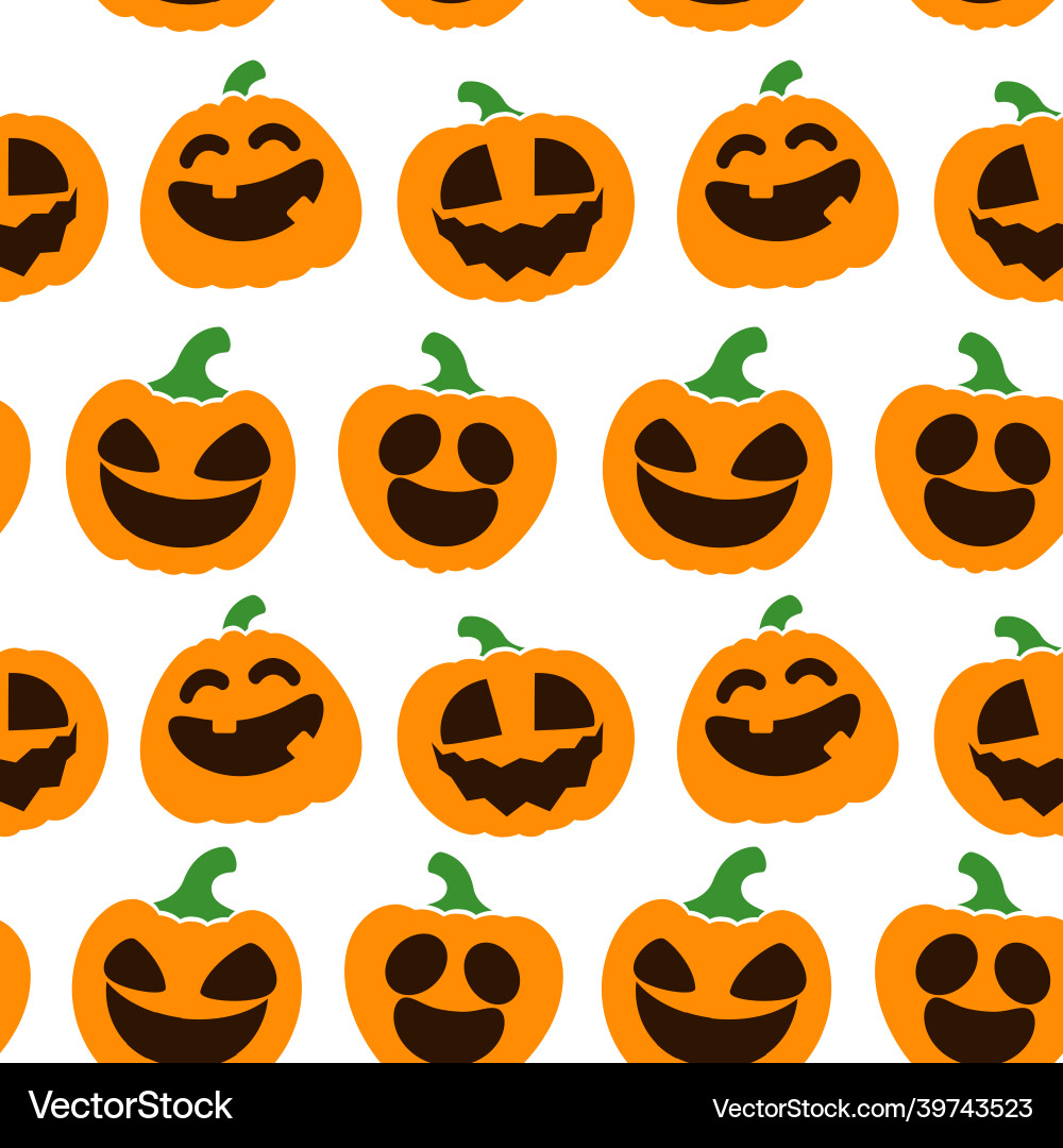 Smiling pumpkin pattern on a white background Vector Image