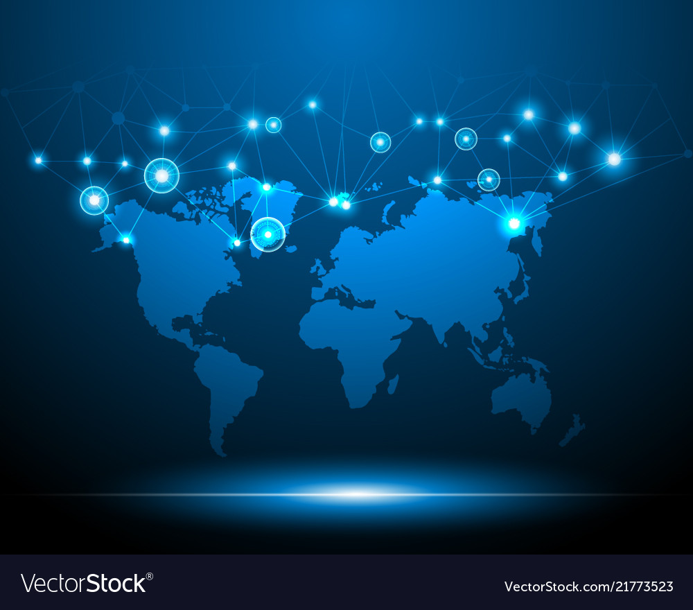 World Map Cyber Digital Network Online System Vector Image