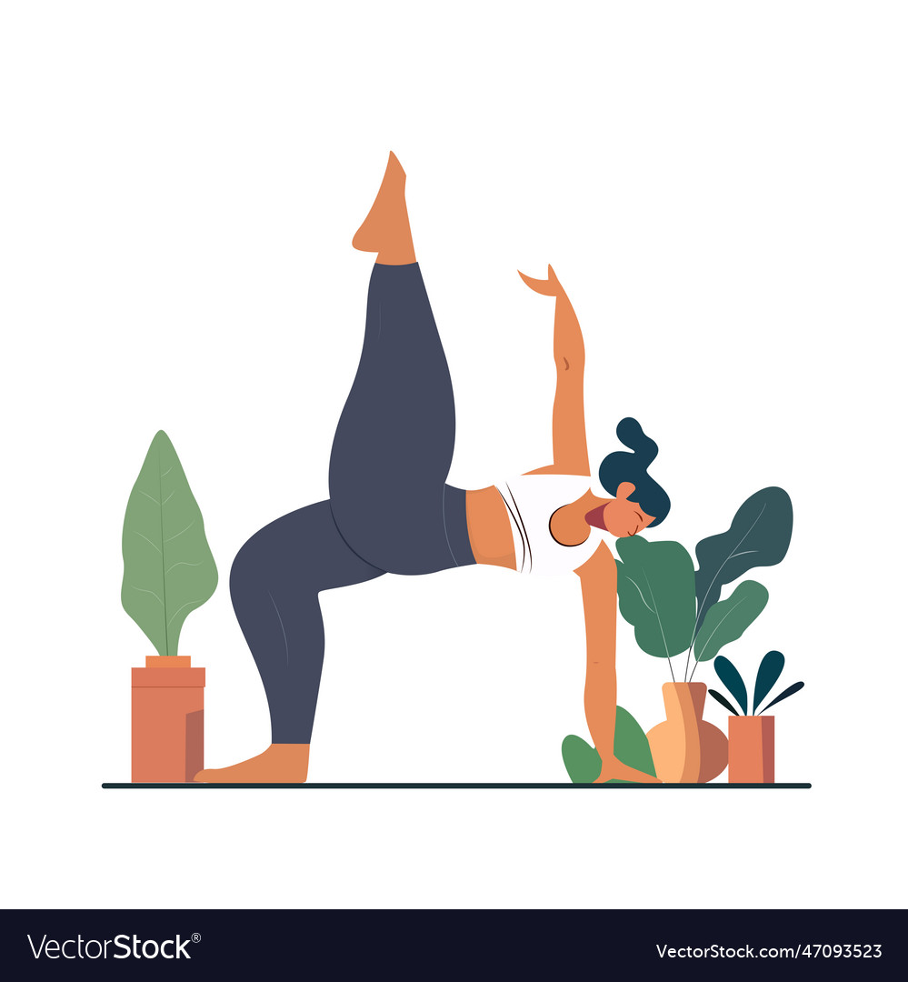 Yoga young girl does physical exercises or asanas Vector Image