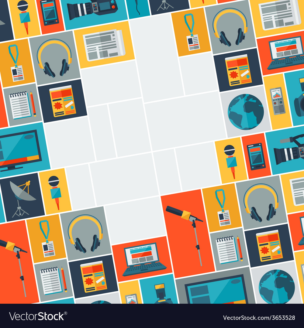 Background with journalism icons Royalty Free Vector Image