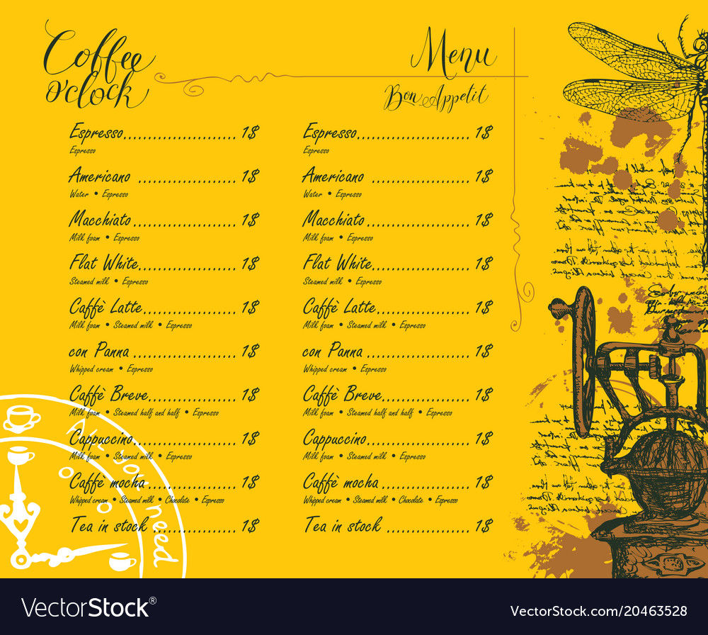 Premium Vector  Price list menu with coffee beans