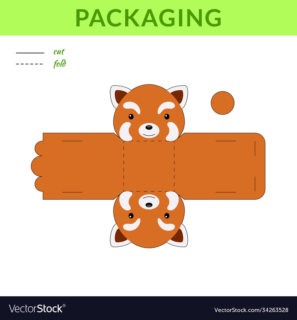 Diy party favor red panda box for birthdays baby Vector Image