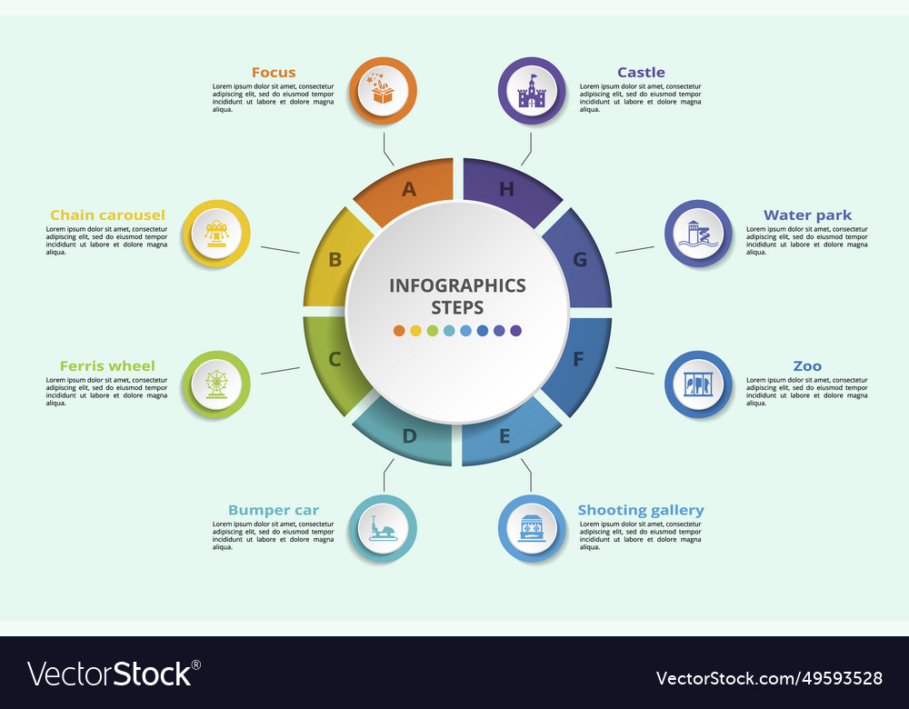 Infographics with amusment park theme icons 10