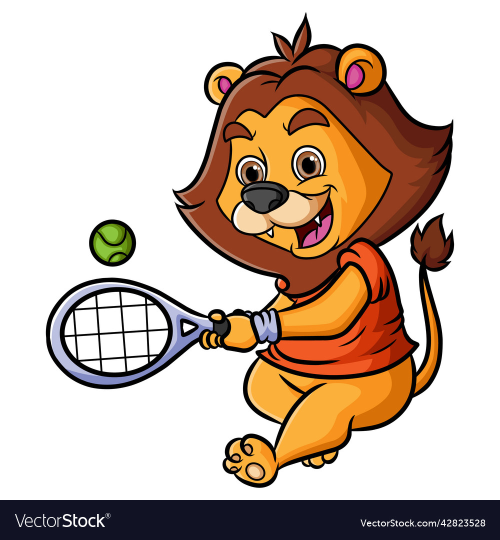 Lion as the professional tennis and hit ball Vector Image