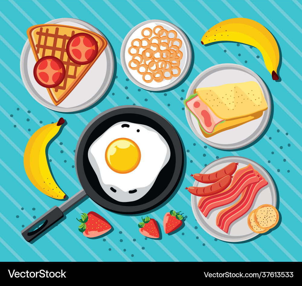 Breakfast menu nutrition Royalty Free Vector Image