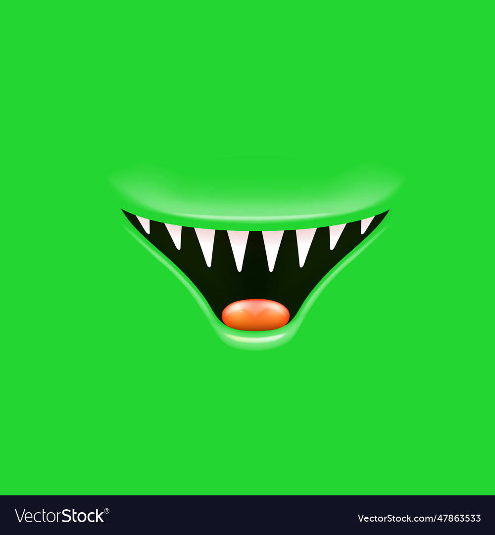 Cartoon open mouth with fangs isolated