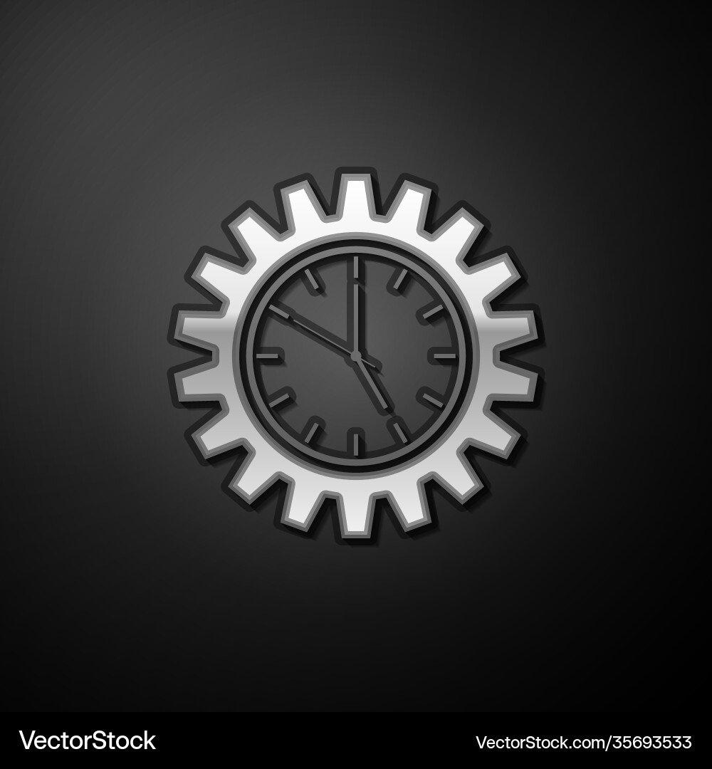 Silver time management icon isolated on black Vector Image