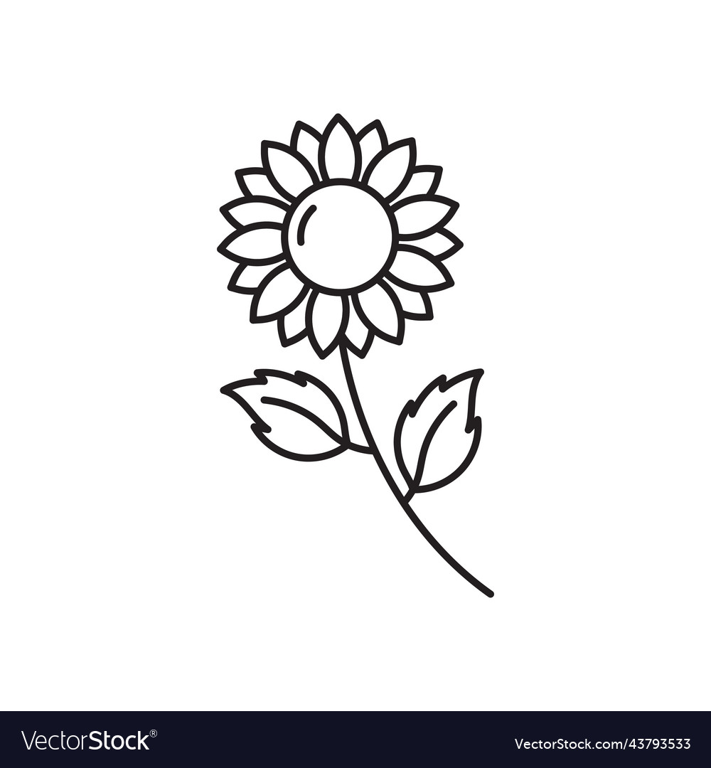 Sun flower line art farming icon design template