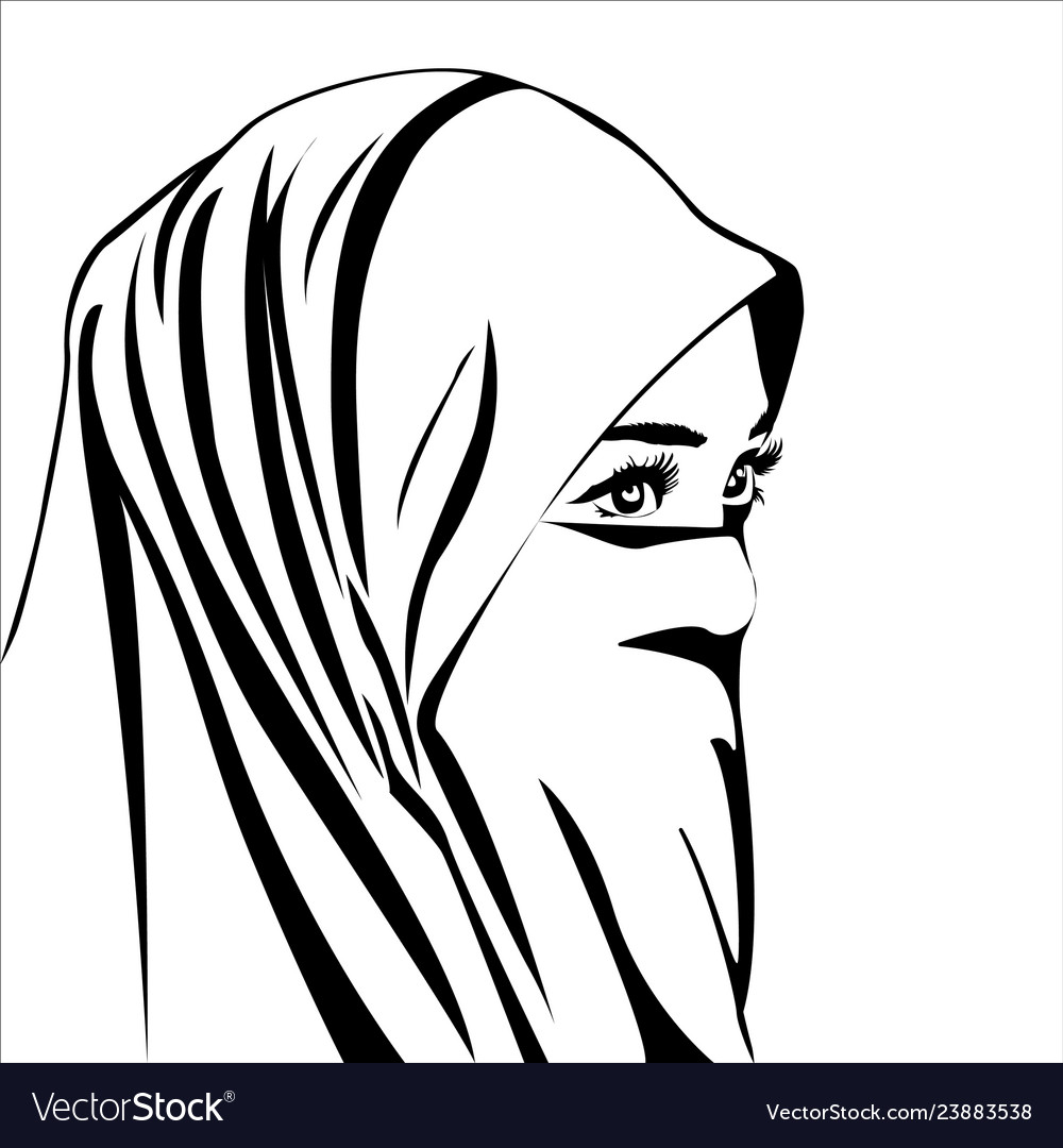 Beautiful Muslim Woman With Hijab Isolated Vector Image 4023